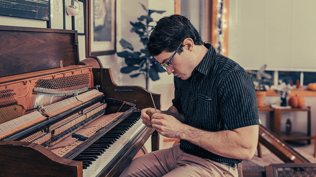 Repair work on an upright piano