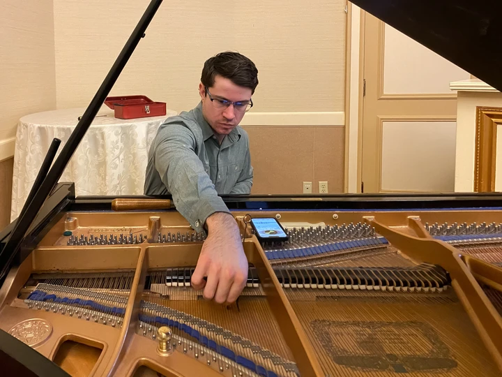 Tuning a grand piano